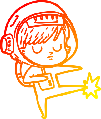 Bir insan tarafından çizilmiş bir astronot kadın çizgi çizimi.