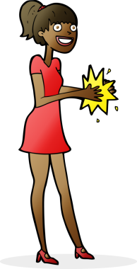 Çizgi filmdeki kadın bir insan tarafından çizilmiş el çırpıyor