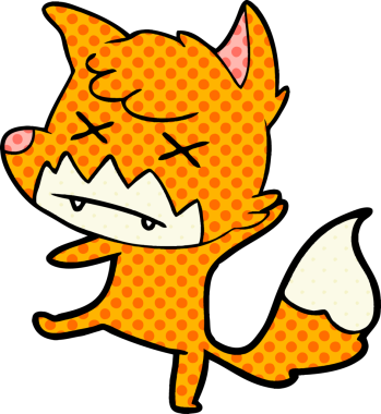 Bir insan tarafından çizilmiş ölü tilki çizgi filmi