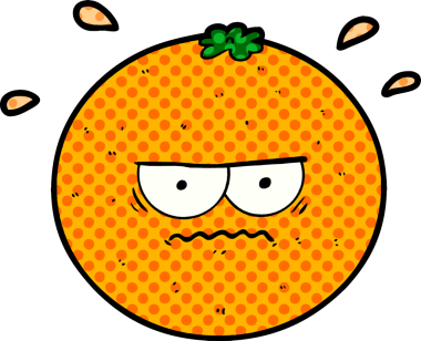 Bir insan tarafından çizilmiş kızgın turuncu çizgi film.