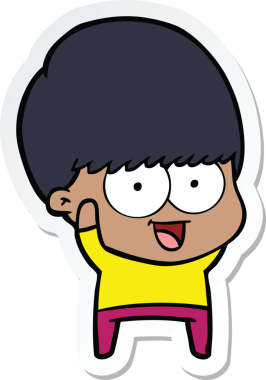 Bir insan tarafından çizilmiş mutlu bir çizgi film çocuğunun çıkartması.