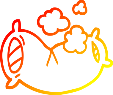 Bir insan tarafından çizilmiş yumuşak bir yastığın sıcak çizgi çizimi