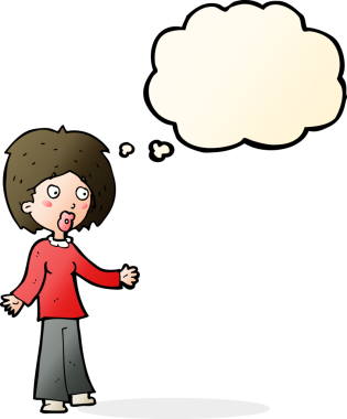 Bir insan tarafından çizilmiş düşünce balonlu bir karikatür.