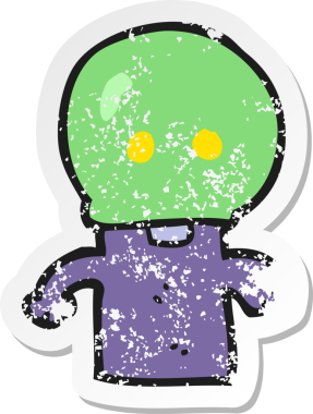 Bir insan tarafından çizilmiş küçük bir uzaylı çizgi filminin gerilimli yapıştırması.