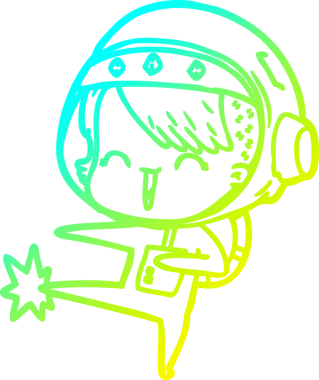 Bir insan tarafından çizilmiş, mutlu bir uzay kızının çizimi.