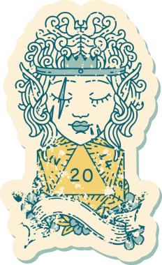 Retro Dövme Tarzı Bir insan tarafından çizilmiş 20 zarlı barbar karakter