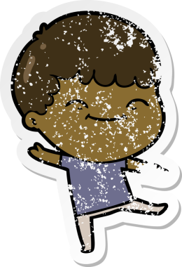 Bir insan tarafından çizilmiş mutlu bir çocuğun sıkıntılı çıkartması.