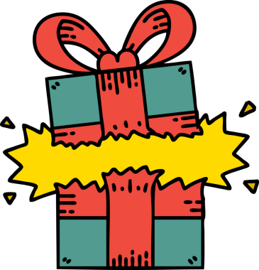 Bir insan tarafından çizilmiş geleneksel bir hediye dövmesi.