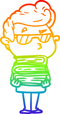 Gökkuşağı gradyan çizimi. Bir insan tarafından çizilmiş havalı bir adamın çizimi.