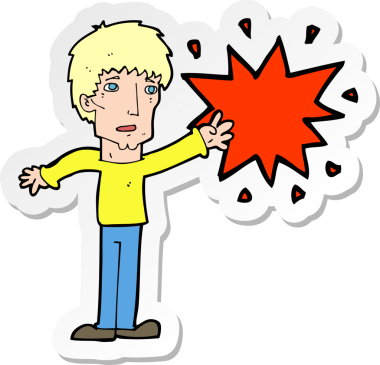 Bir insan tarafından çizilmiş bir karikatür adamın çıkartması.