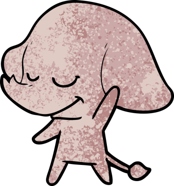 Bir insan tarafından çizilmiş gülümseyen bir fil.