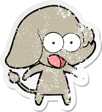 Bir insan tarafından çizilmiş şirin bir filin sıkıntılı çıkartması