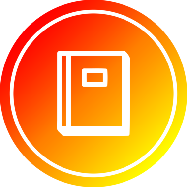 Eğitici kitap dairesel simgesi. Bir insan tarafından çizilen sıcak gradyan bitiş.