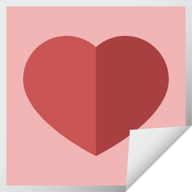 kalp sembolü grafik vektör illüstrasyon kare etiketi bir insan tarafından çizilmiş