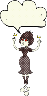 Bir insan tarafından çizilmiş serbest çizilmiş çizgi roman konuşma balonu vampir kız.