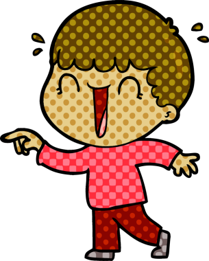 Bir insan tarafından çizilmiş gülen çizgi film adamı.