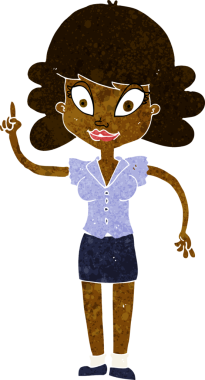 Bir insan tarafından çizilmiş mutlu bir kadın çizgi filmi.