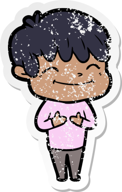 Bir insan tarafından çizilmiş mutlu bir çocuğun sıkıntılı çıkartması.