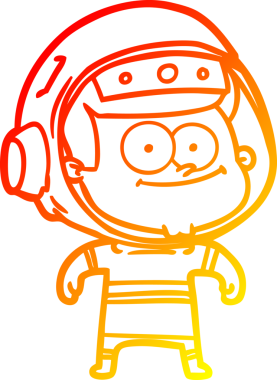 Bir insan tarafından çizilmiş mutlu bir astronot çizgi filminin sıcak gradyan çizimi