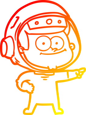 Bir insan tarafından çizilmiş mutlu bir astronot çizgi filminin sıcak gradyan çizimi