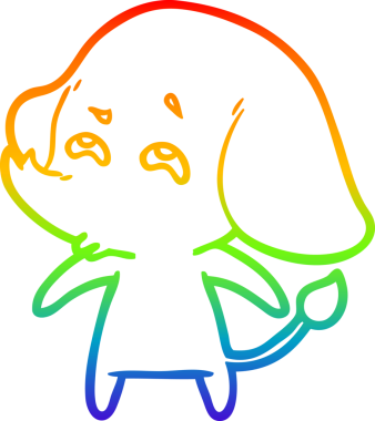 gökkuşağı gradyan çizimi bir insan tarafından çizilmiş bir fil karikatürü