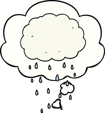 Bir insan tarafından çizilmiş düşünce baloncuklu çizgi film yağmur bulutu