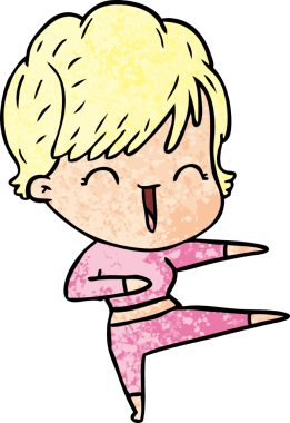 Bir insan tarafından çizilmiş gülen kadın çizgi filmi.