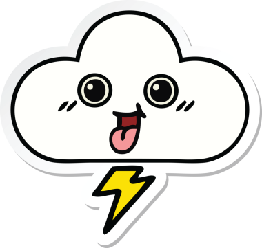 Bir insan tarafından çizilmiş şirin bir fırtına bulutunun çıkartması.