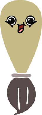 Bir insan tarafından çizilmiş bir boya fırçasının düz renk retro karikatürü