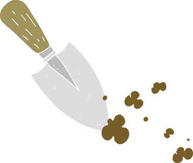 Bir insan tarafından çizilmiş bahçe malasının düz renk çizimi