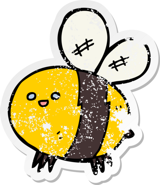 Bir insan tarafından çizilmiş karikatür arının sıkıntılı çıkartması.