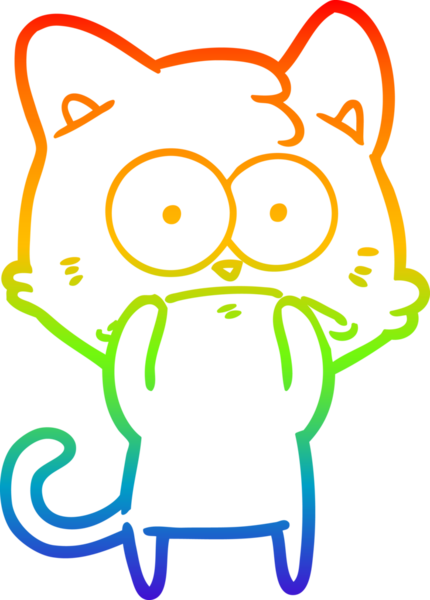 Gökkuşağı gradyan çizgi çizimi Bir insan tarafından çizilmiş gergin kedi