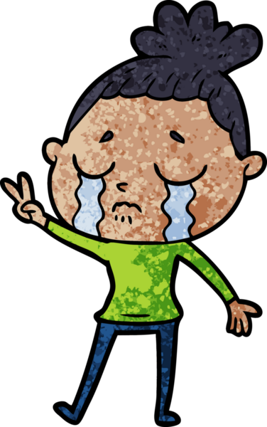 Bir insan tarafından çizilmiş ağlayan kadın çizgi filmi.