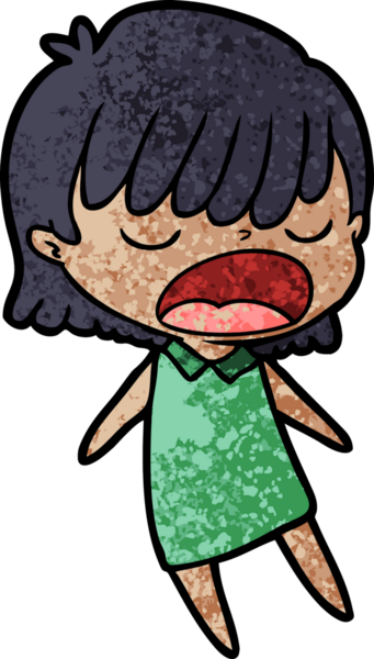 Çizgi filmdeki kadın bir insan tarafından yüksek sesle çizilmiş.