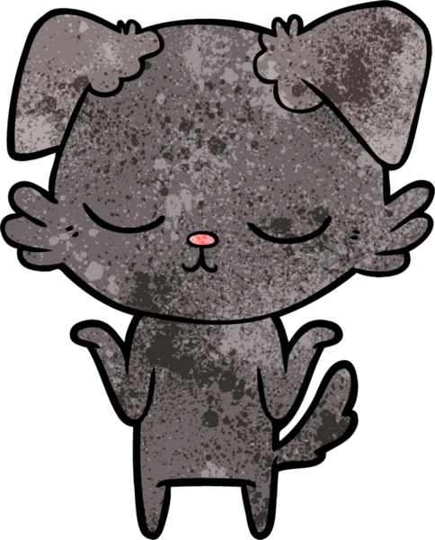 Bir insan tarafından çizilmiş şirin bir çizgi film köpeği.