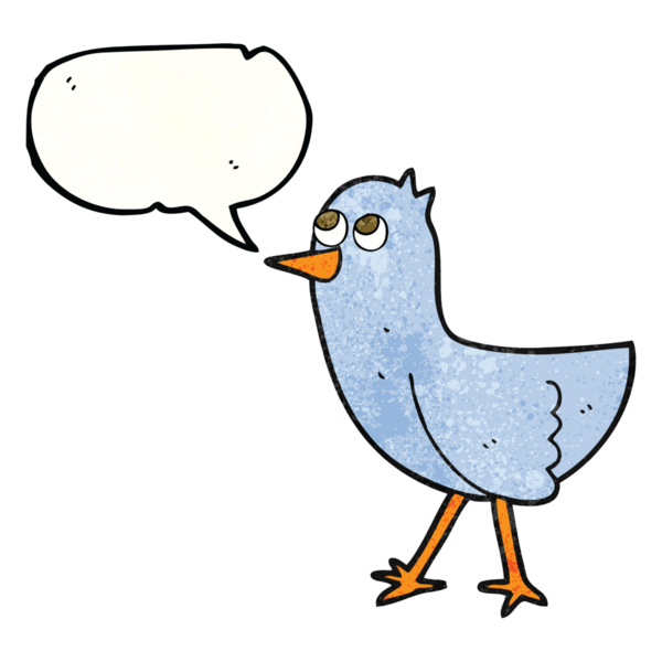 Bir insan tarafından çizilmiş serbest konuşma balonu desenli çizgi film kuşu