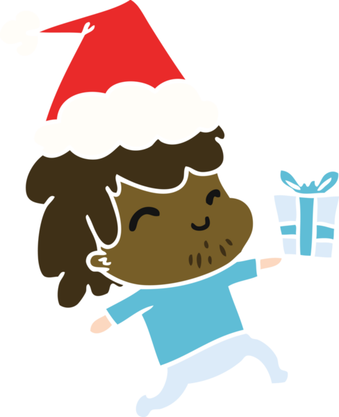 Bir insan tarafından çizilmiş Kawaii çocuğunun el çizimi Noel karikatürü.