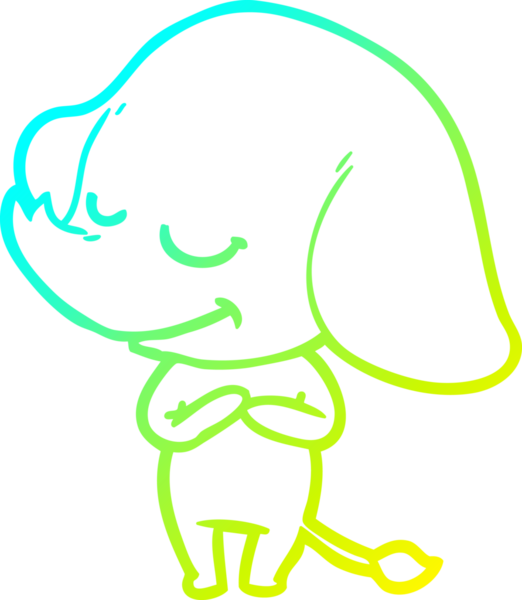 Bir insan tarafından çizilmiş gülümseyen bir filin soğuk gradyan çizimi