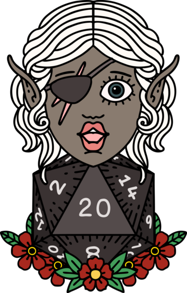 Retro Dövme Tarzı Bir insan tarafından çizilmiş doğal yirmilik zarlı düzenbaz karakter