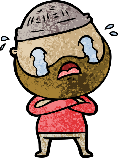 Çizgi film sakallı adam bir insan tarafından çizilmiş ağlıyor.