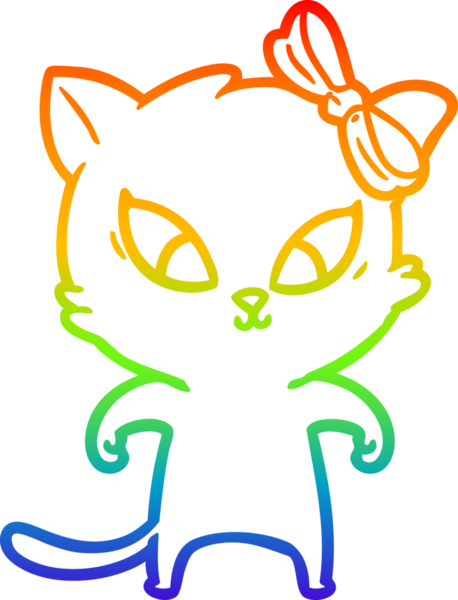 gökkuşağı gradyanı çizimi bir insan tarafından çizilmiş çizgi film kedisi