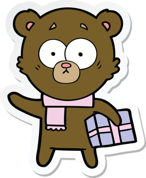 Bir insan tarafından çizilmiş gergin bir Noel Ayısı karikatürü.