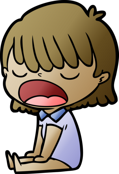 Çizgi filmdeki kadın bir insan tarafından yüksek sesle çizilmiş.