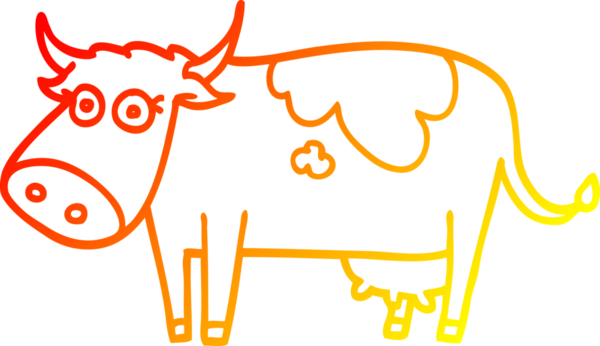 Bir insan tarafından çizilmiş bir çiftlik ineğinin sıcak çizgi çizimi