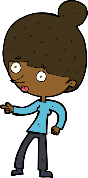 Bir insan tarafından çizilmiş çizgi film kadını.