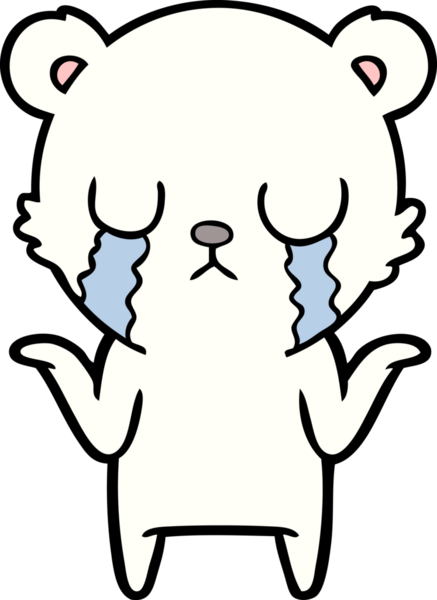 Bir insan tarafından çizilmiş üzgün küçük kutup ayısı çizgi filmi.