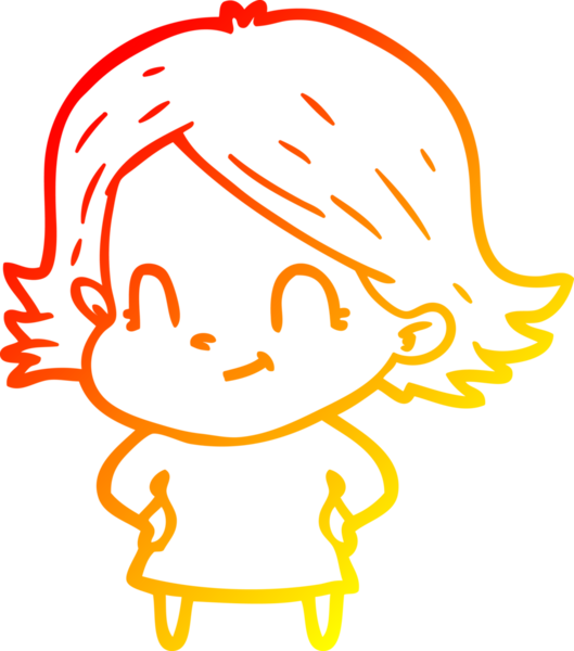 Bir insan tarafından çizilmiş, karikatür dostu bir kız çizimi.