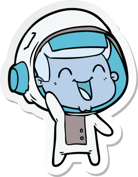 Bir insan tarafından çizilmiş mutlu bir astronotun çıkartması.