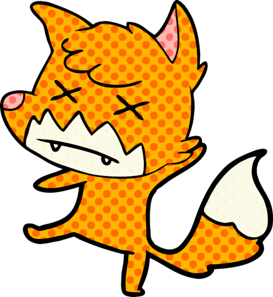 Bir insan tarafından çizilmiş ölü tilki çizgi filmi