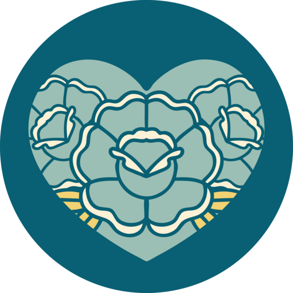 Bir insan tarafından çizilmiş kalp ve çiçeklerin ikonik dövme şekli